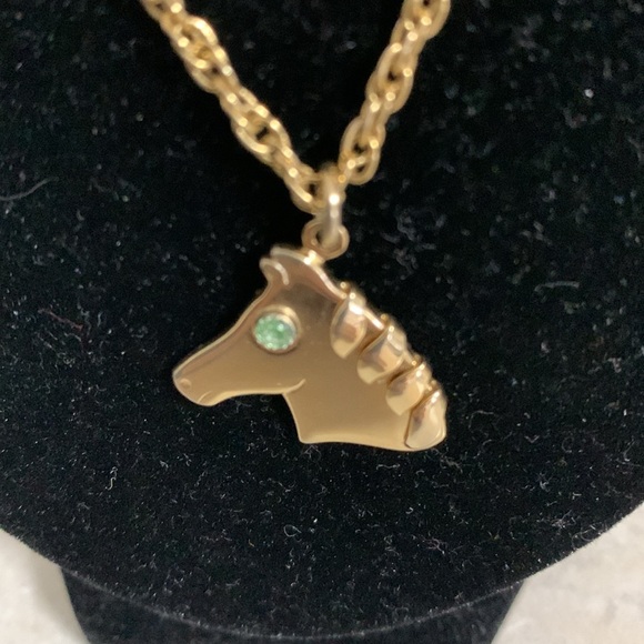 Pierre Cardin Vintage Gold Tone Horse Pendant Necklace - Picture 2 of 14